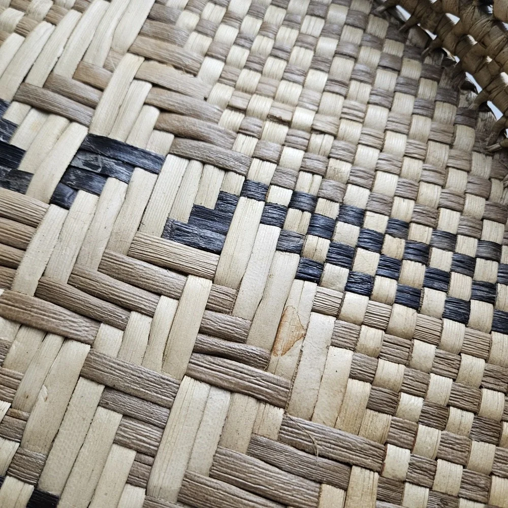 Vintage Baniwa Basket Serving Tray w/ Handles Geometric MCM Zimbabwe African